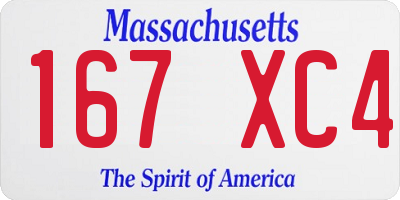 MA license plate 167XC4