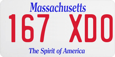 MA license plate 167XD0