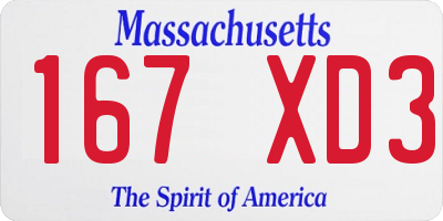 MA license plate 167XD3