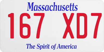 MA license plate 167XD7