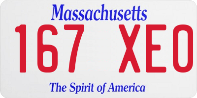 MA license plate 167XE0