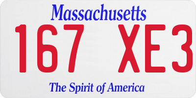 MA license plate 167XE3