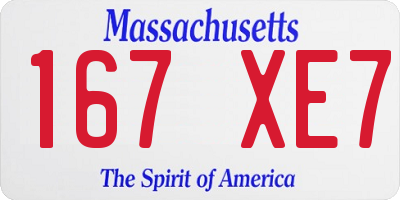 MA license plate 167XE7