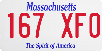 MA license plate 167XF0