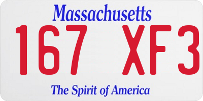 MA license plate 167XF3