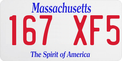 MA license plate 167XF5