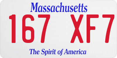 MA license plate 167XF7