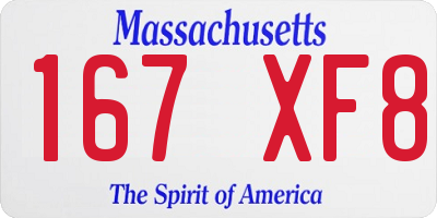 MA license plate 167XF8