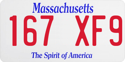 MA license plate 167XF9