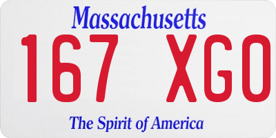 MA license plate 167XG0