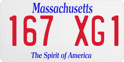 MA license plate 167XG1