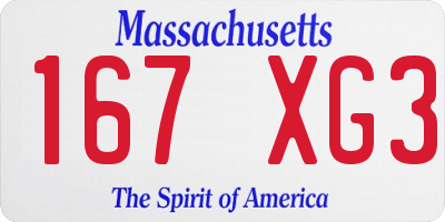 MA license plate 167XG3