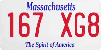 MA license plate 167XG8