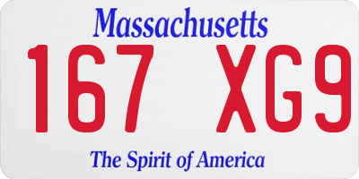 MA license plate 167XG9