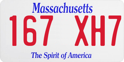 MA license plate 167XH7