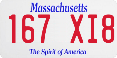 MA license plate 167XI8