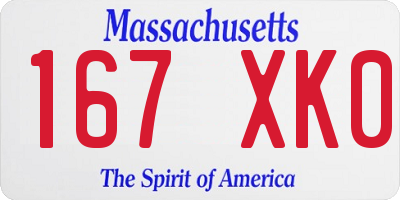 MA license plate 167XK0