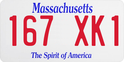 MA license plate 167XK1