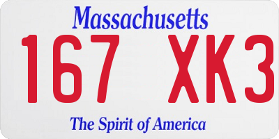 MA license plate 167XK3