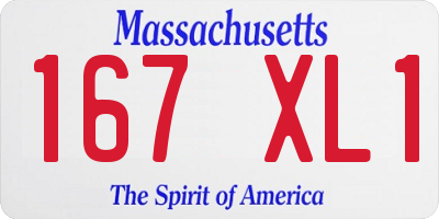 MA license plate 167XL1