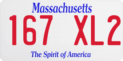 MA license plate 167XL2
