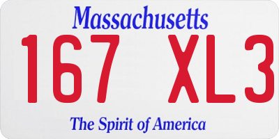 MA license plate 167XL3