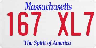 MA license plate 167XL7