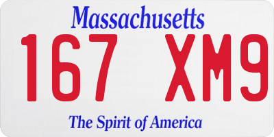 MA license plate 167XM9
