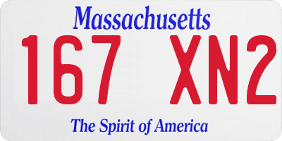 MA license plate 167XN2