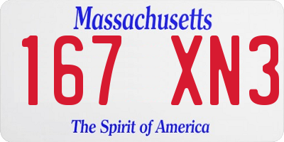 MA license plate 167XN3