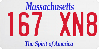MA license plate 167XN8