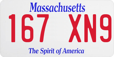 MA license plate 167XN9