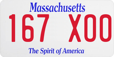 MA license plate 167XO0