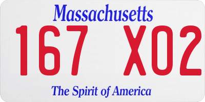 MA license plate 167XO2