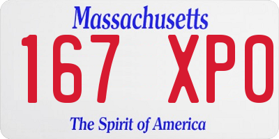MA license plate 167XP0