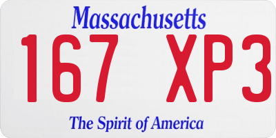 MA license plate 167XP3