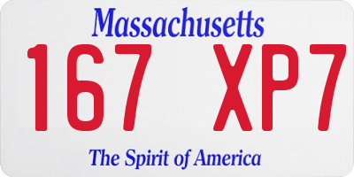 MA license plate 167XP7