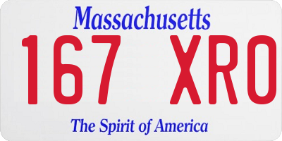 MA license plate 167XR0