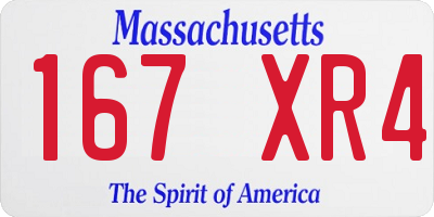 MA license plate 167XR4