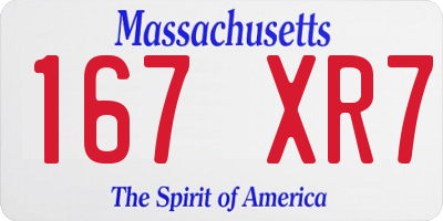 MA license plate 167XR7