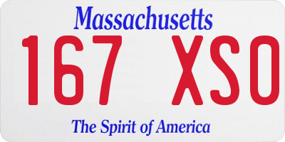 MA license plate 167XS0
