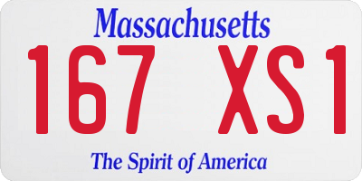 MA license plate 167XS1