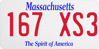 MA license plate 167XS3