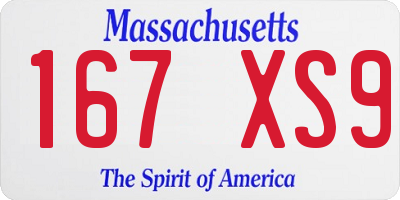 MA license plate 167XS9