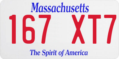 MA license plate 167XT7