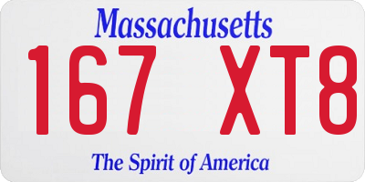 MA license plate 167XT8