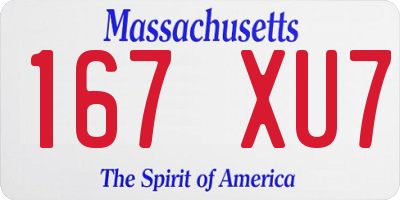 MA license plate 167XU7