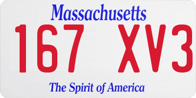 MA license plate 167XV3