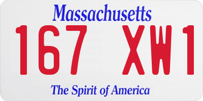 MA license plate 167XW1