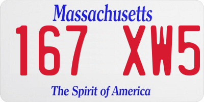MA license plate 167XW5